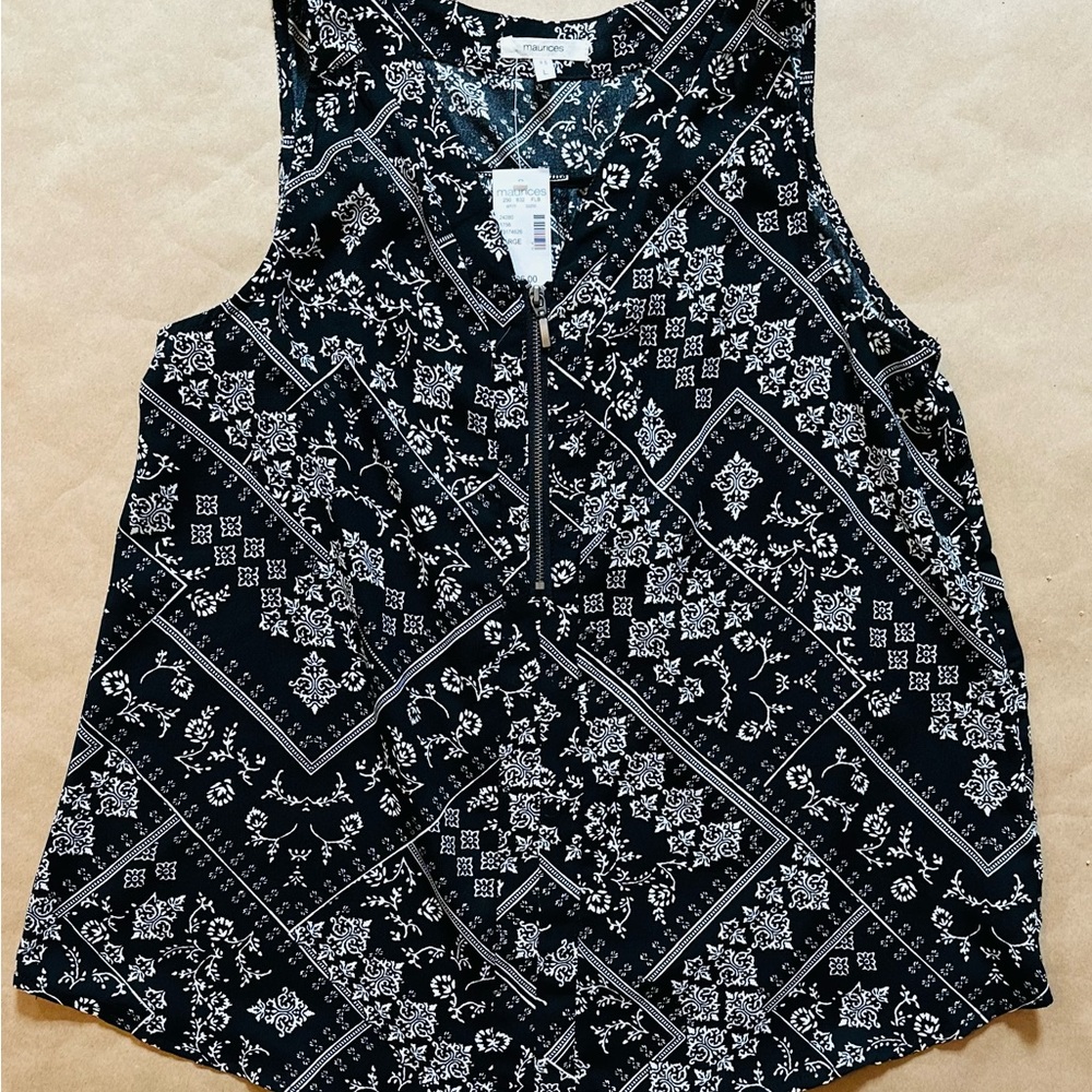 Maurices Black and White Graphic Sleeveless Tank Top